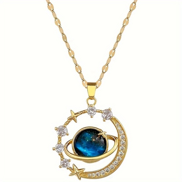 18K Gold-Plated Starry Sky & Planet Necklace: Celestial Beauty - Picture 7 of 7